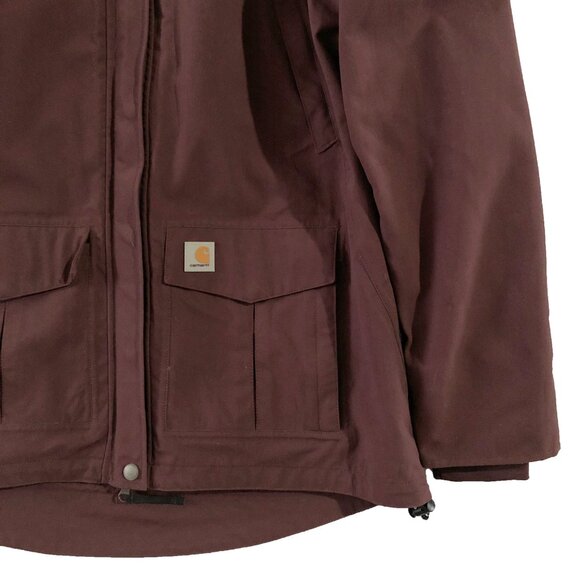 Carhartt Jacket Womens Size XL (16/18) Burgundy Shoreline Storm Defender Hooded - Picture 11 of 16